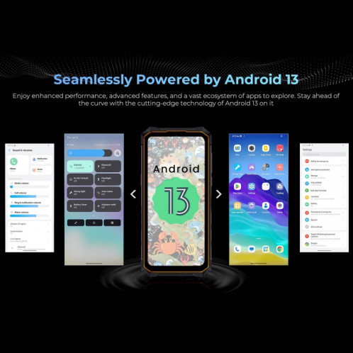  HOTWAV CYBER 13 Pro, 12 Go + 256 Go, téléphone robuste IP68/IP69K, 10 800 mAh, 6,6 pouces Android 13 UNISOC T619 Octa Core, réseau : 4G, NFC, OTG (tout noir) SH801B1802-015
